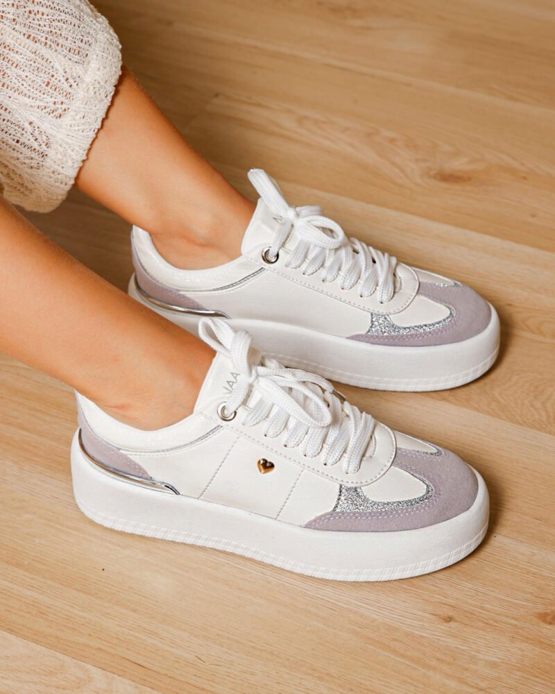 Tenis Cintia Blanco Plata